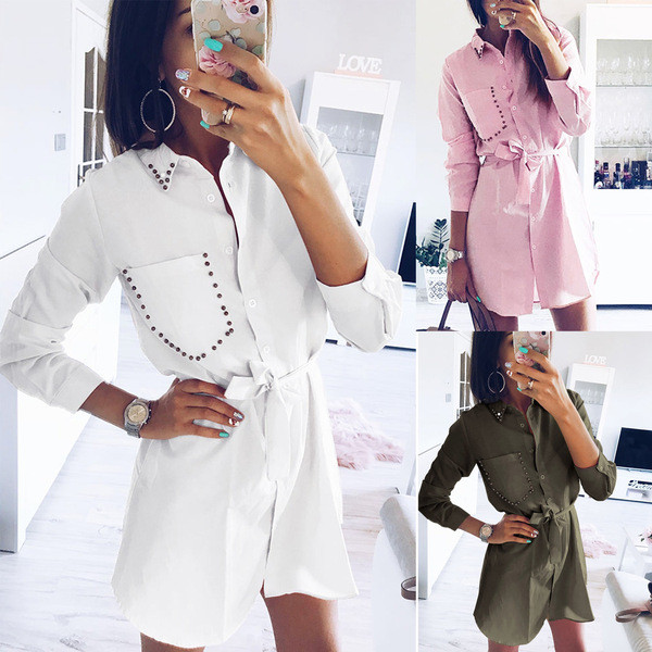 Rochie de dama cu guler si decor de perle in trei culori