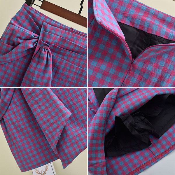 Fusta dama in carouri in doua culori