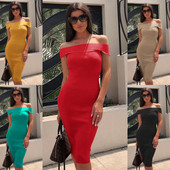 Rochie de dama eleganta cu umerii goi in mai multe culori