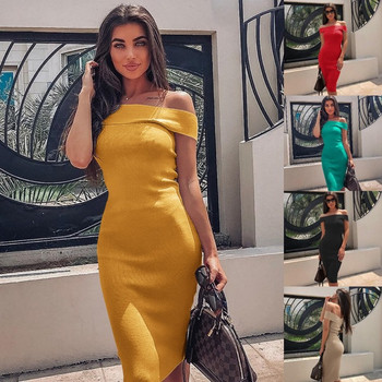 Rochie de dama eleganta cu umerii goi in mai multe culori