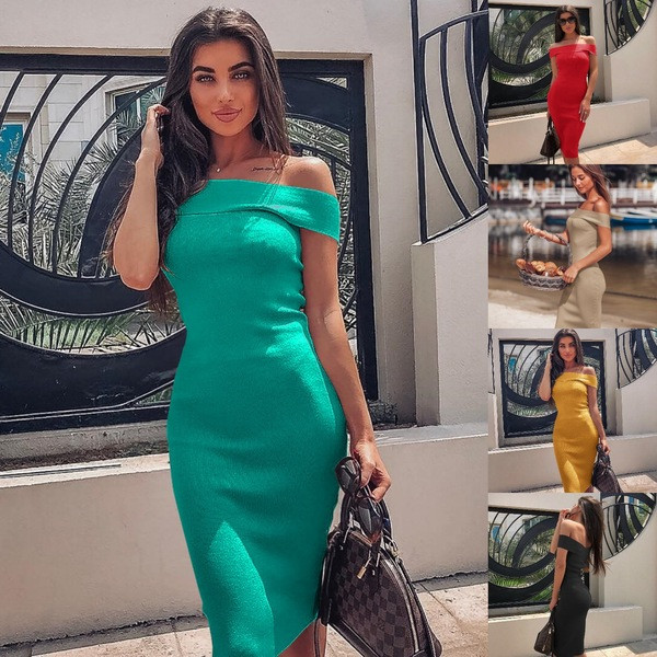 Rochie de dama eleganta cu umerii goi in mai multe culori