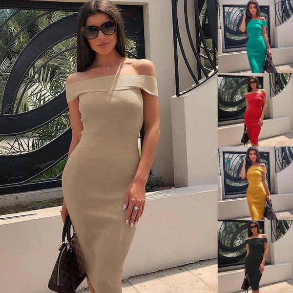 Rochie de dama eleganta cu umerii goi in mai multe culori