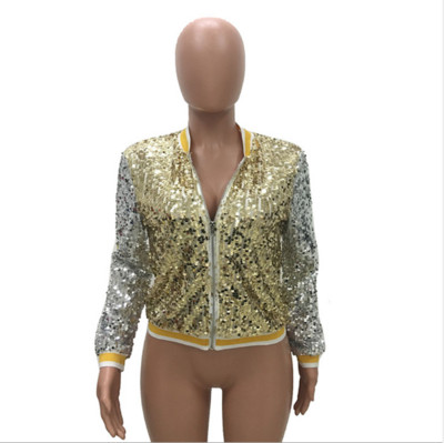 Модерно дамско яке с пайети и цип