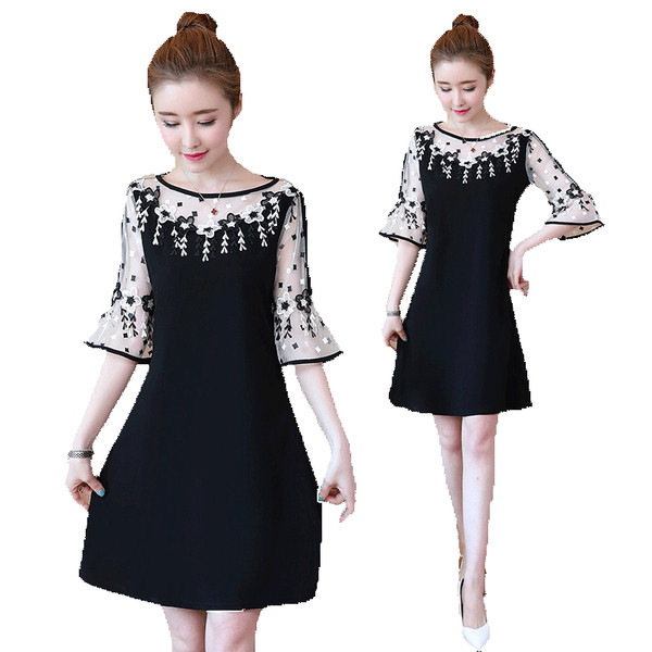 Rochie modernă de damă cu decolteu în formă de O