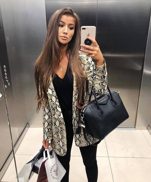 Geaca de dama moderna cu maneci lungi cu imprimeu animal