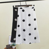 Fusta de dama cu buline alb-negru