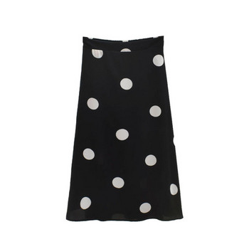 Fusta de dama cu buline alb-negru