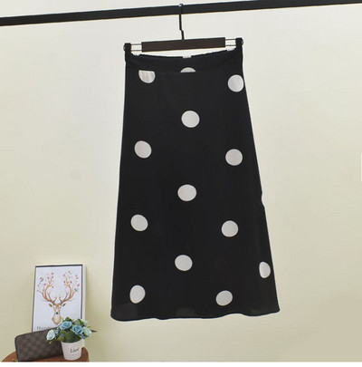 Fusta de dama cu buline alb-negru