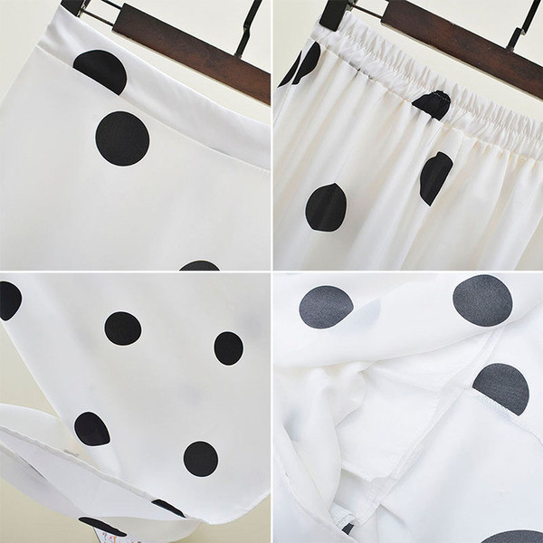 Fusta de dama cu buline alb-negru