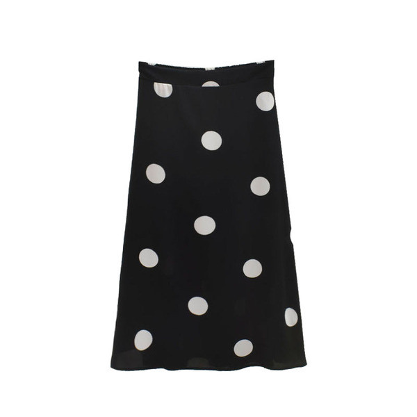 Fusta de dama cu buline alb-negru