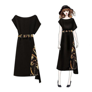 Rochie moderna de dama cu motive colorate si marimi pana la 5XL