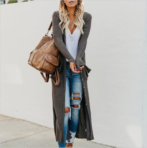 Cardigan lung de dama modern cu buzunar in doua culori