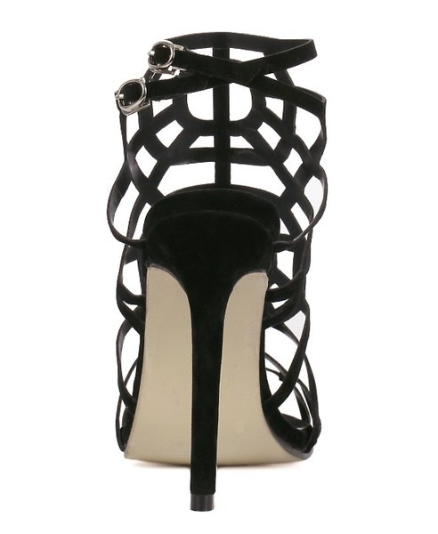 Pantofi moderni de dama cu toc inalt cu catarama in negru