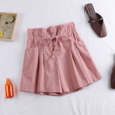 Pantaloni scurti de dama cu cravate si nasturi - in mai multe culori