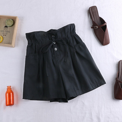 Pantaloni scurti de dama cu cravate si nasturi - in mai multe culori