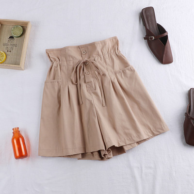 Pantaloni scurti de dama cu cravate si nasturi - in mai multe culori