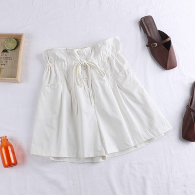 Pantaloni scurti de dama cu cravate si nasturi - in mai multe culori