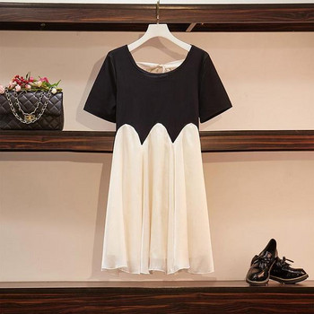 Rochie de dama actuala model lat cu maneci scurte si marimi pana la 4XL