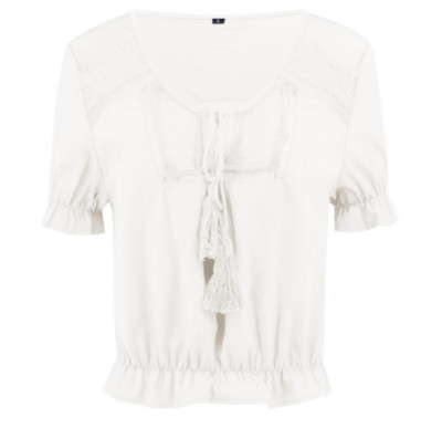 Bluză de damă modernă cu mâneci scurte și cravate în mai multe culori