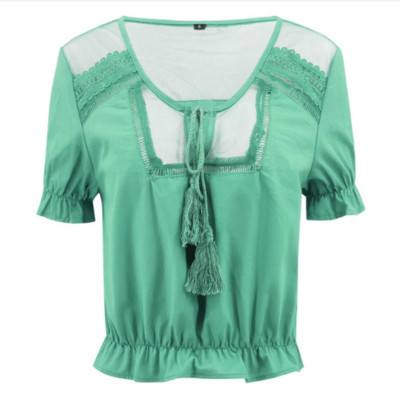 Bluză de damă modernă cu mâneci scurte și cravate în mai multe culori