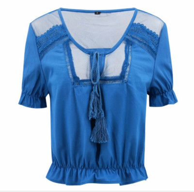 Bluză de damă modernă cu mâneci scurte și cravate în mai multe culori