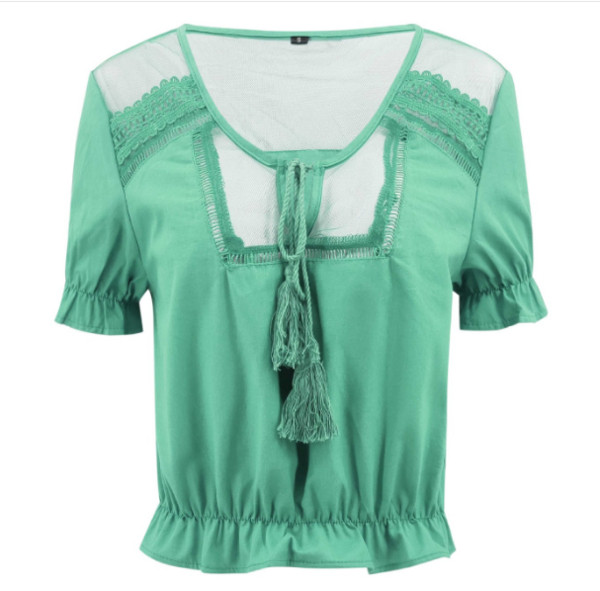 Bluză de damă modernă cu mâneci scurte și cravate în mai multe culori