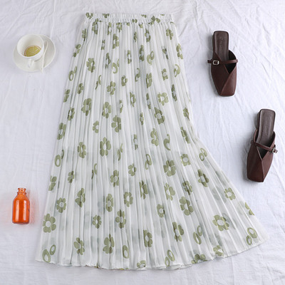 Fusta lunga de dama in patru culori cu motive florale