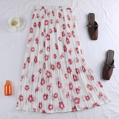 Fusta lunga de dama in patru culori cu motive florale