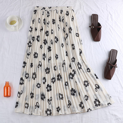 Fusta lunga de dama in patru culori cu motive florale