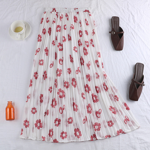 Fusta lunga de dama in patru culori cu motive florale