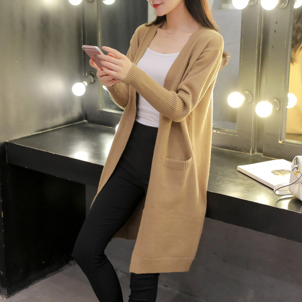 Cardigan lung de dama modern cu buzunar in mai multe culori