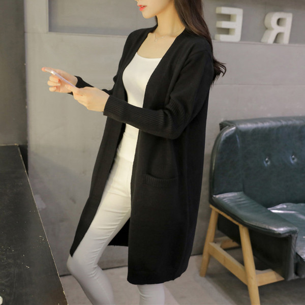 Cardigan lung de dama modern cu buzunar in mai multe culori