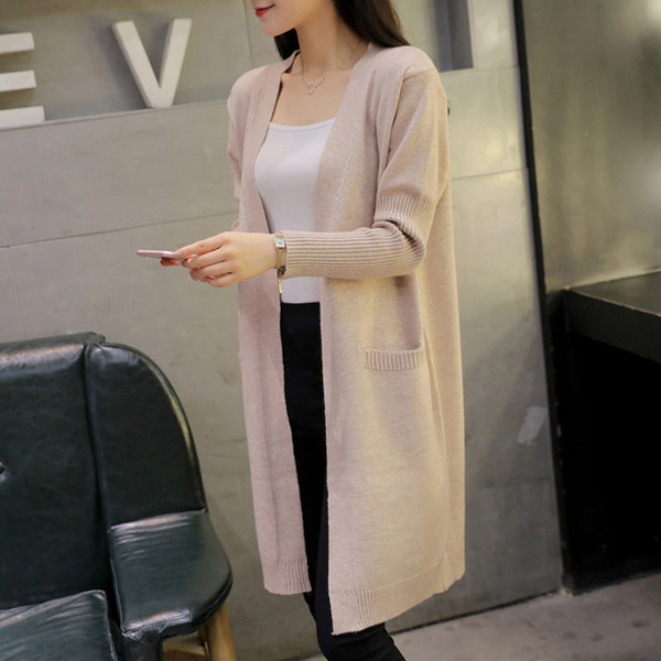 Cardigan lung de dama modern cu buzunar in mai multe culori