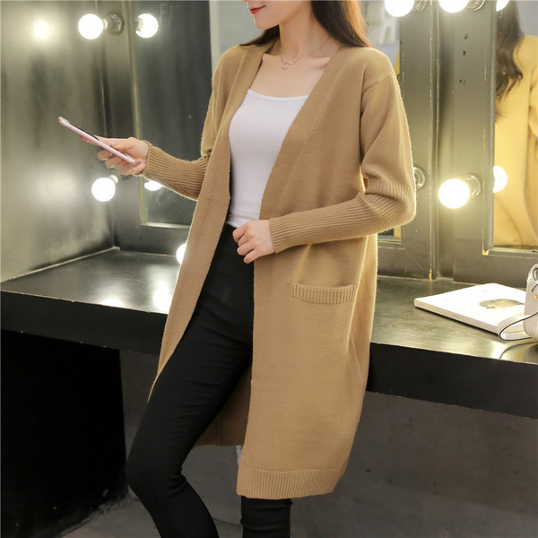 Cardigan lung de dama modern cu buzunar in mai multe culori