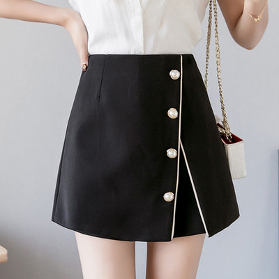 Fusta - pantaloni in doua culori cu perle decorative