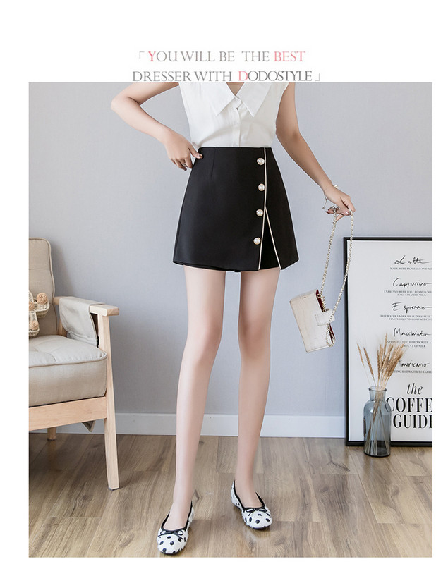 Fusta - pantaloni in doua culori cu perle decorative