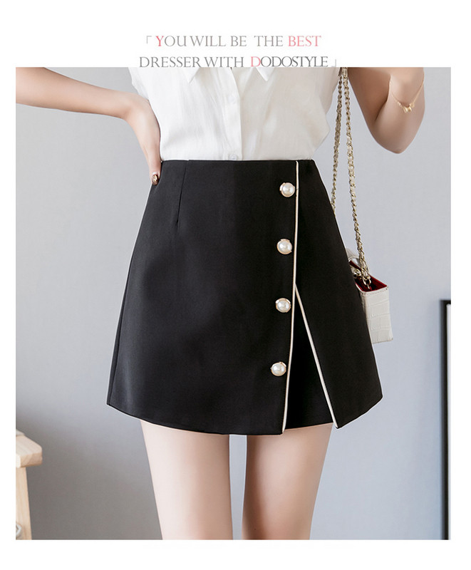 Fusta - pantaloni in doua culori cu perle decorative