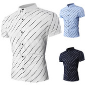 Cămașă modernă pentru bărbați cu mâneci scurte și guler clasic în trei culori