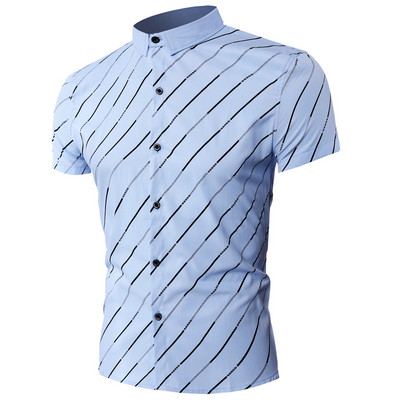 Cămașă modernă pentru bărbați cu mâneci scurte și guler clasic în trei culori