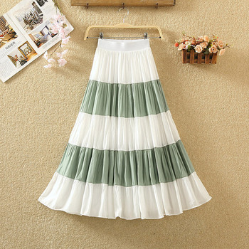 Fusta de dama moderna in verde, albastru si negru