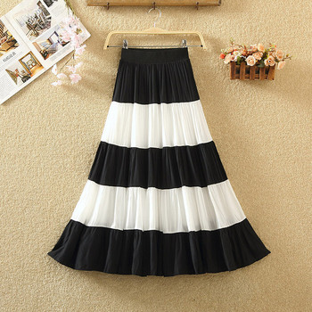 Fusta de dama moderna in verde, albastru si negru