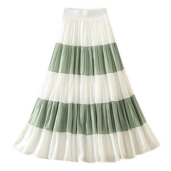 Fusta de dama moderna in verde, albastru si negru