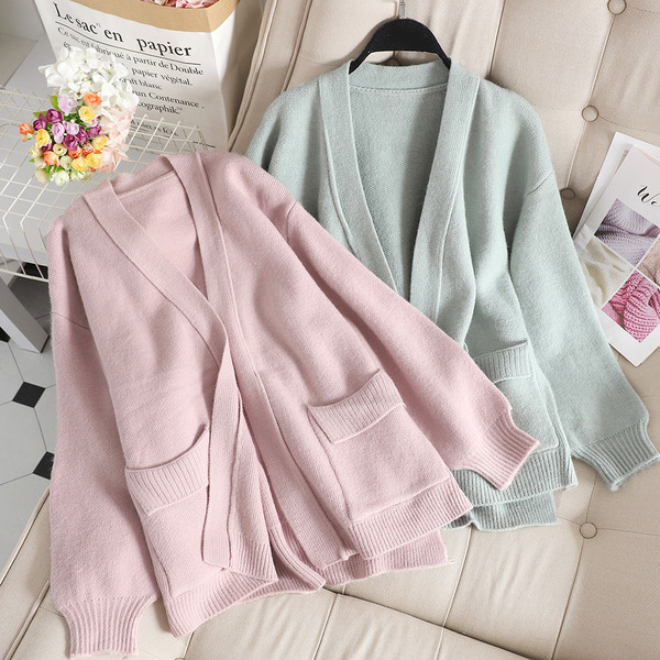 Cardigan lung dama casual cu buzunar in diferite culori