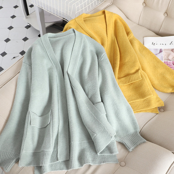 Cardigan lung dama casual cu buzunar in diferite culori