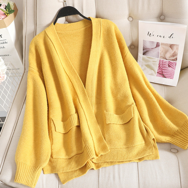 Cardigan lung dama casual cu buzunar in diferite culori