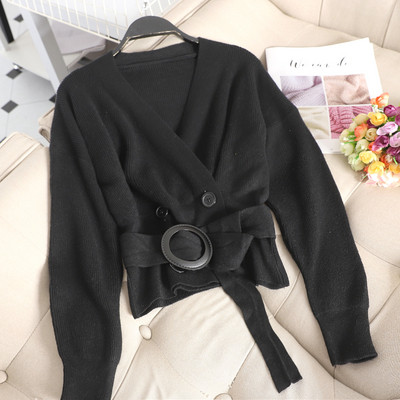 Cardigan dama in patru culori cu nasturi si curea