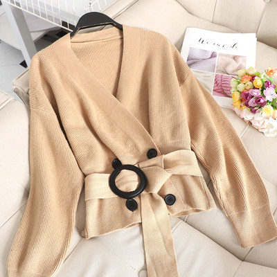 Cardigan dama in patru culori cu nasturi si curea