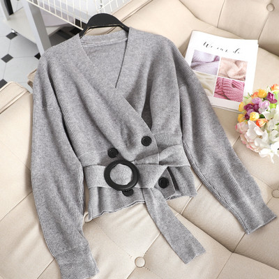 Cardigan dama in patru culori cu nasturi si curea