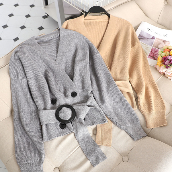 Cardigan dama in patru culori cu nasturi si curea