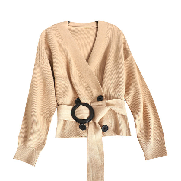 Cardigan dama in patru culori cu nasturi si curea